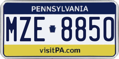 PA license plate MZE8850