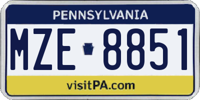 PA license plate MZE8851