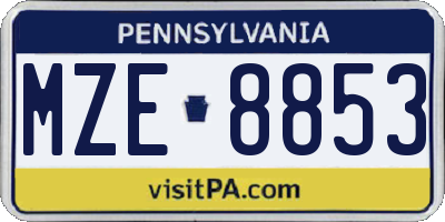 PA license plate MZE8853