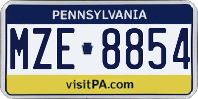 PA license plate MZE8854