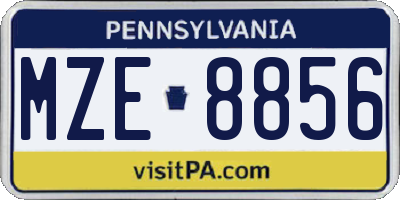 PA license plate MZE8856