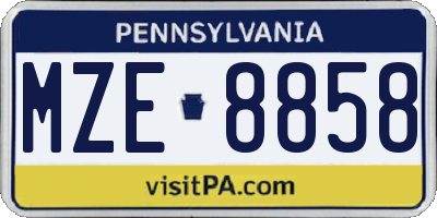PA license plate MZE8858