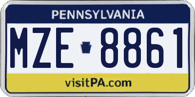 PA license plate MZE8861