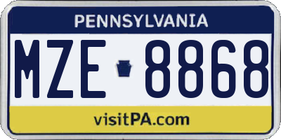 PA license plate MZE8868