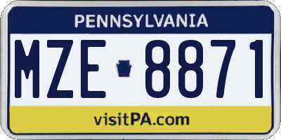 PA license plate MZE8871