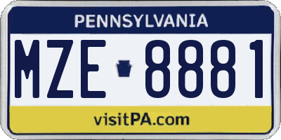 PA license plate MZE8881