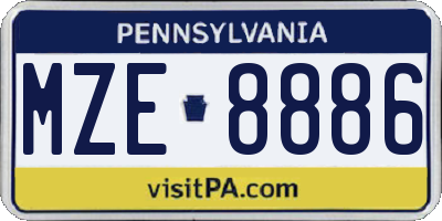 PA license plate MZE8886