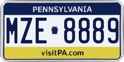 PA license plate MZE8889