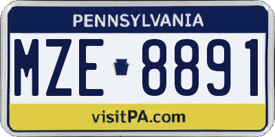 PA license plate MZE8891
