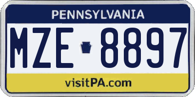 PA license plate MZE8897