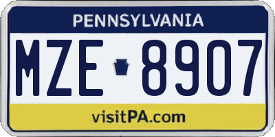 PA license plate MZE8907
