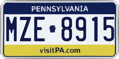 PA license plate MZE8915