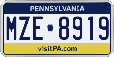PA license plate MZE8919