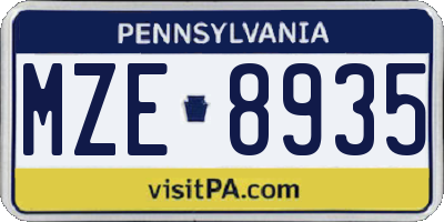 PA license plate MZE8935