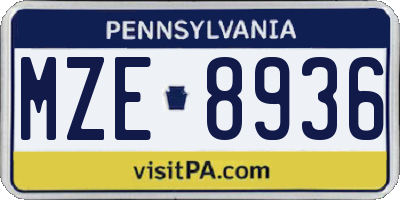 PA license plate MZE8936