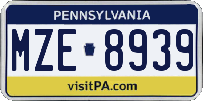 PA license plate MZE8939