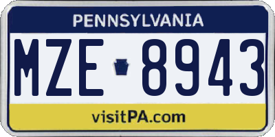 PA license plate MZE8943