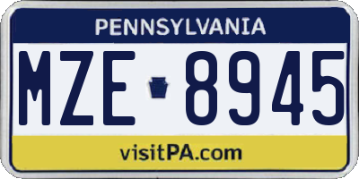 PA license plate MZE8945
