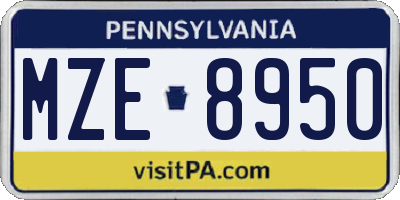 PA license plate MZE8950