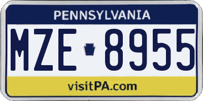 PA license plate MZE8955