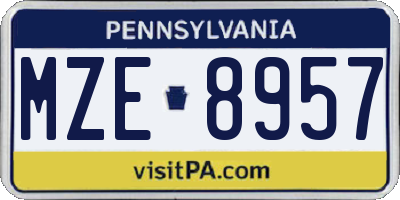 PA license plate MZE8957