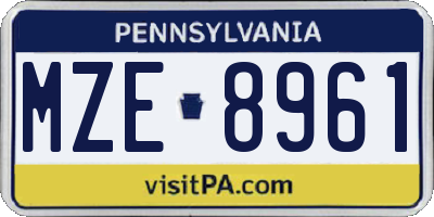 PA license plate MZE8961
