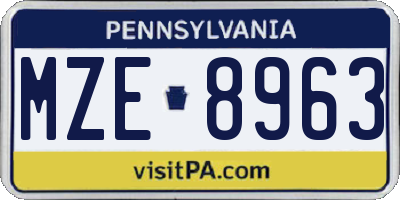 PA license plate MZE8963