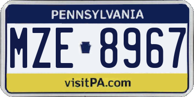 PA license plate MZE8967