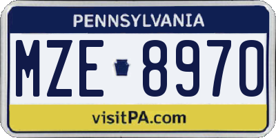 PA license plate MZE8970