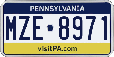 PA license plate MZE8971