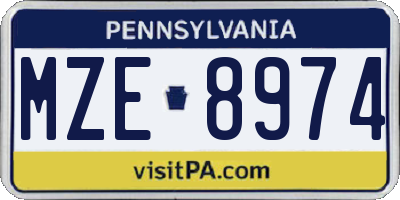 PA license plate MZE8974
