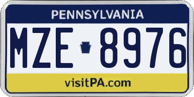 PA license plate MZE8976