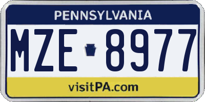 PA license plate MZE8977