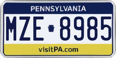 PA license plate MZE8985