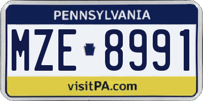 PA license plate MZE8991