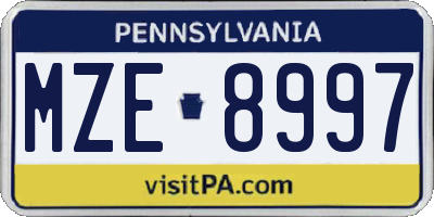 PA license plate MZE8997