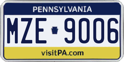 PA license plate MZE9006