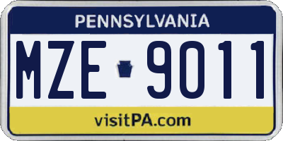 PA license plate MZE9011