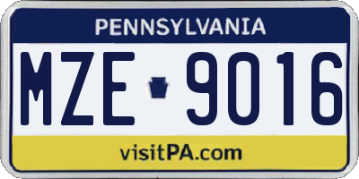 PA license plate MZE9016