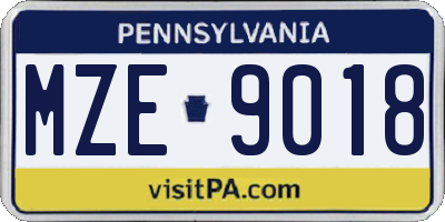 PA license plate MZE9018