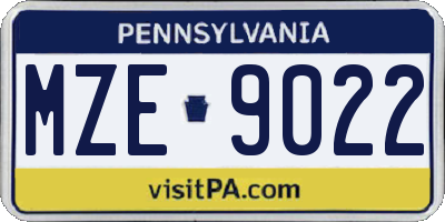 PA license plate MZE9022