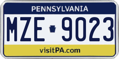 PA license plate MZE9023