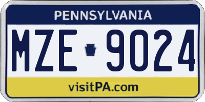 PA license plate MZE9024
