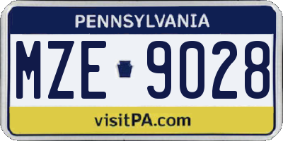 PA license plate MZE9028