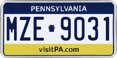 PA license plate MZE9031