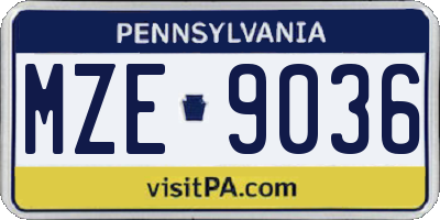PA license plate MZE9036