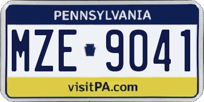 PA license plate MZE9041