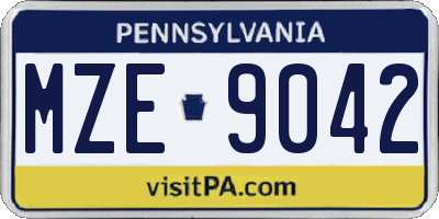 PA license plate MZE9042