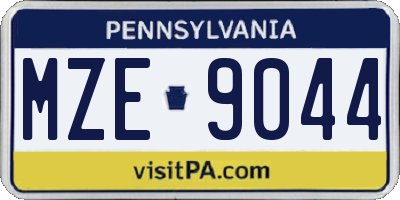 PA license plate MZE9044