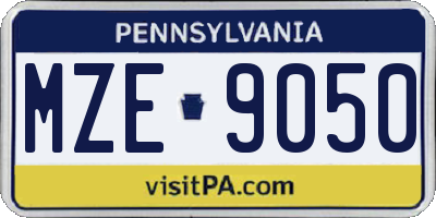 PA license plate MZE9050